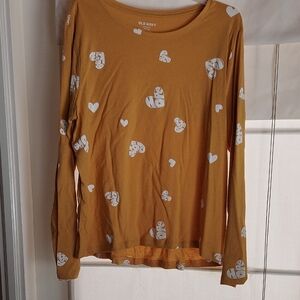 Old Navy Yellow Heart Print Long Sleeve Shirt